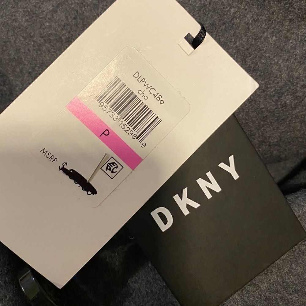 DKNY Faux Fur Collar Charcoal Maxi Coat P NWT - Picture 12 of 13